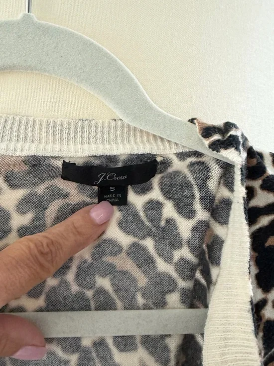J. Crew Cream, Black & Brown Leopard-Print Cardigan - Picture 2 of 2